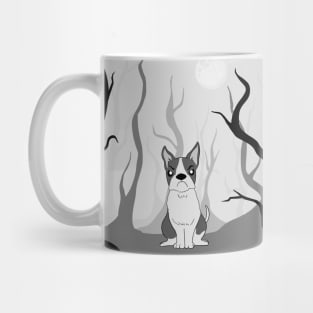 Angry dog in forest art Mug